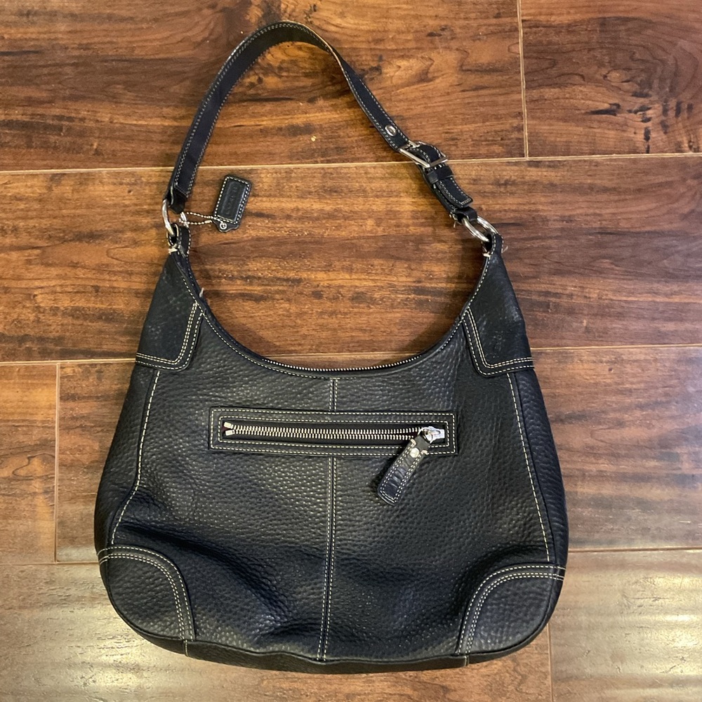 Vintage Coach Black HAMILTON Pebbled Leather Shoulder bag - Picture 7 of 10